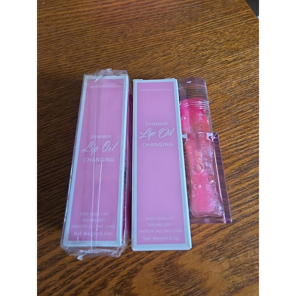 Lot Of 2 Shimmery Color-Changing Lip Oil Long Lasting Nourishing Lip Glow NIB